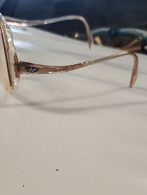 Oleg Cassini Light Beige Women's Crystal-Accent Eyeglass Frames